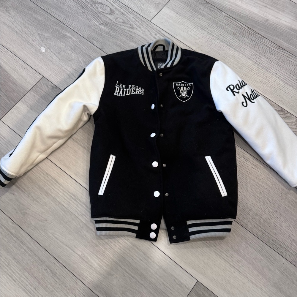 Las Vegas Raiders Women's Bomber Jacket - Black and White